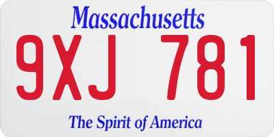 MA license plate 9XJ781