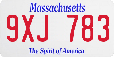 MA license plate 9XJ783