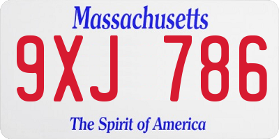 MA license plate 9XJ786