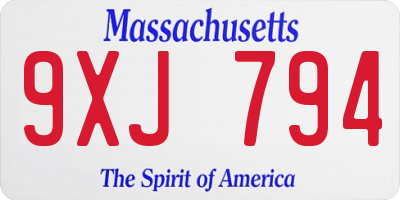 MA license plate 9XJ794