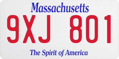 MA license plate 9XJ801