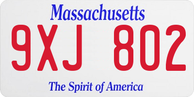 MA license plate 9XJ802