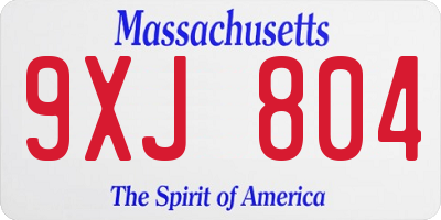 MA license plate 9XJ804