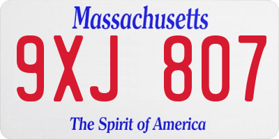 MA license plate 9XJ807