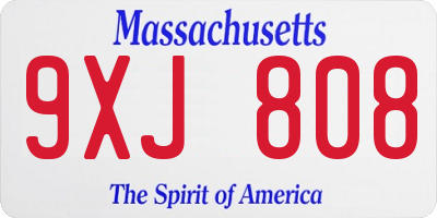 MA license plate 9XJ808