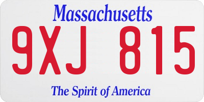 MA license plate 9XJ815