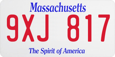 MA license plate 9XJ817