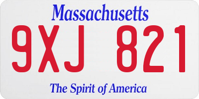 MA license plate 9XJ821