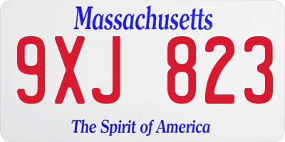 MA license plate 9XJ823