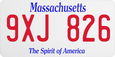 MA license plate 9XJ826