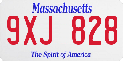 MA license plate 9XJ828