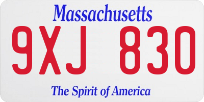 MA license plate 9XJ830