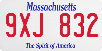 MA license plate 9XJ832