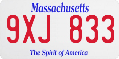 MA license plate 9XJ833