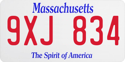 MA license plate 9XJ834