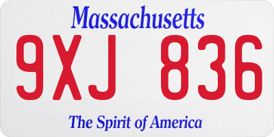 MA license plate 9XJ836