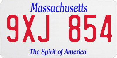 MA license plate 9XJ854