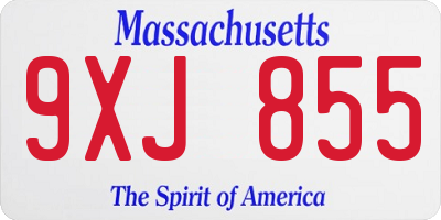 MA license plate 9XJ855