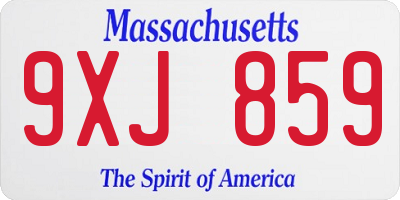 MA license plate 9XJ859