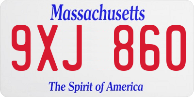 MA license plate 9XJ860