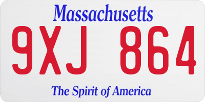 MA license plate 9XJ864