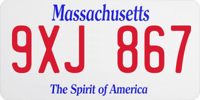 MA license plate 9XJ867