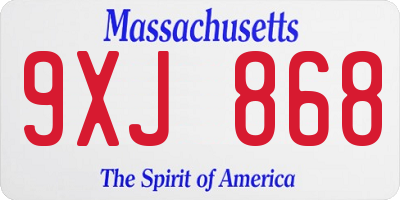 MA license plate 9XJ868