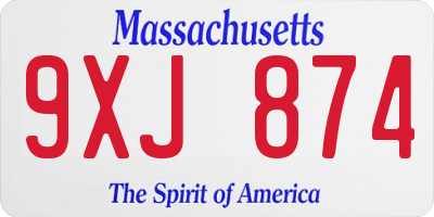MA license plate 9XJ874