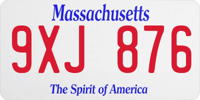 MA license plate 9XJ876
