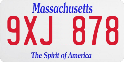 MA license plate 9XJ878