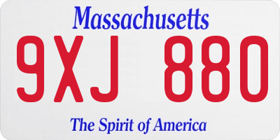 MA license plate 9XJ880