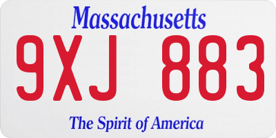 MA license plate 9XJ883