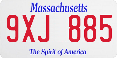 MA license plate 9XJ885