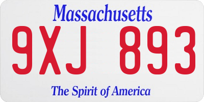 MA license plate 9XJ893