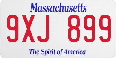 MA license plate 9XJ899