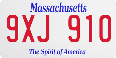 MA license plate 9XJ910