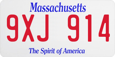 MA license plate 9XJ914