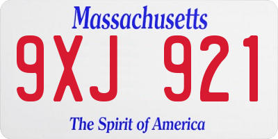 MA license plate 9XJ921