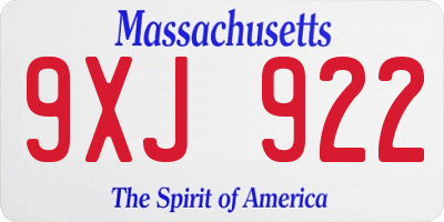 MA license plate 9XJ922