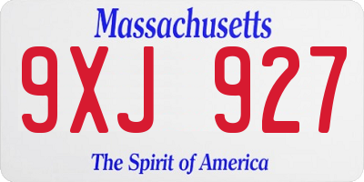 MA license plate 9XJ927