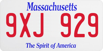 MA license plate 9XJ929