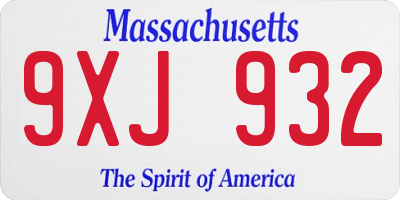 MA license plate 9XJ932