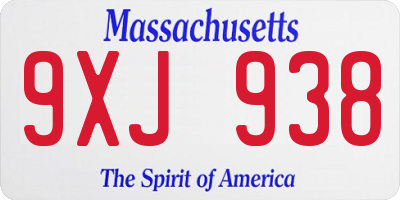 MA license plate 9XJ938