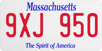 MA license plate 9XJ950