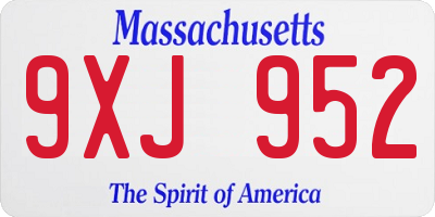 MA license plate 9XJ952