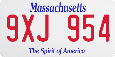 MA license plate 9XJ954