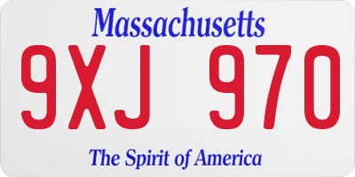 MA license plate 9XJ970