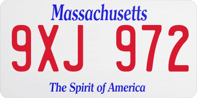 MA license plate 9XJ972