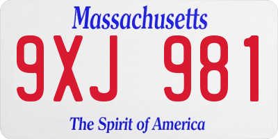 MA license plate 9XJ981