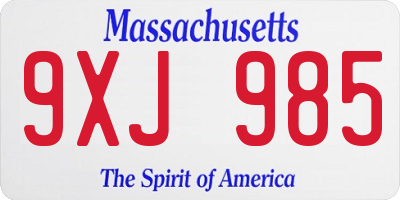 MA license plate 9XJ985